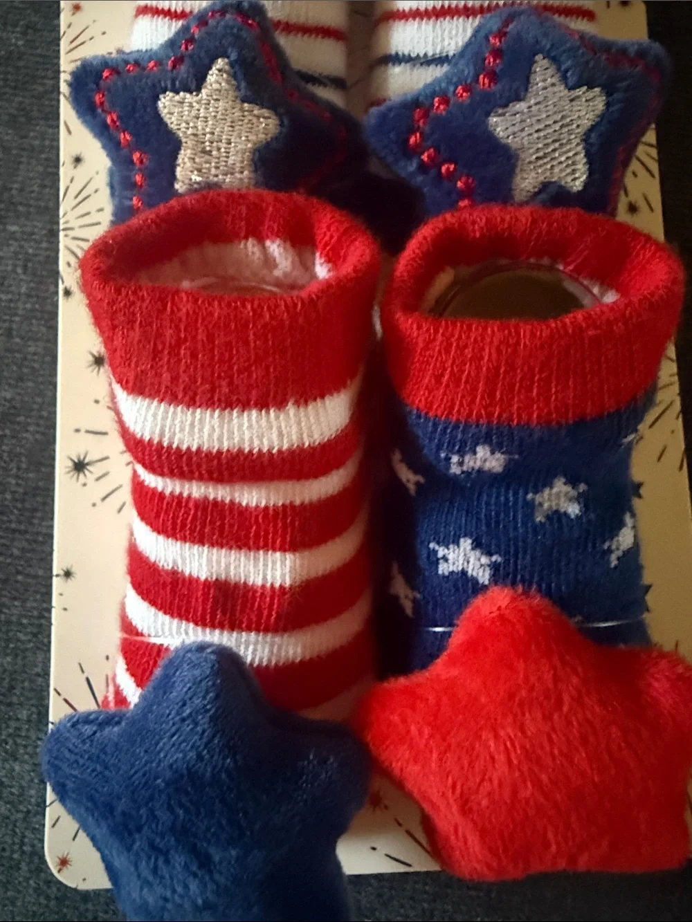 Stepping Stones Baby Red & Blue Star Rattle Sock Set 0-12 Months. 2 pairs.